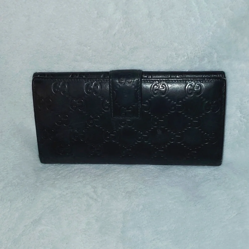Gucci Black Guccissima Leather Flap Continental Wallet - Picture 2 of 16